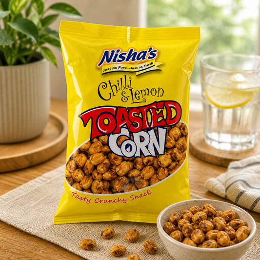 Nisha Snacks Chilli & Lemon Toasted Corn - (10 Packs)