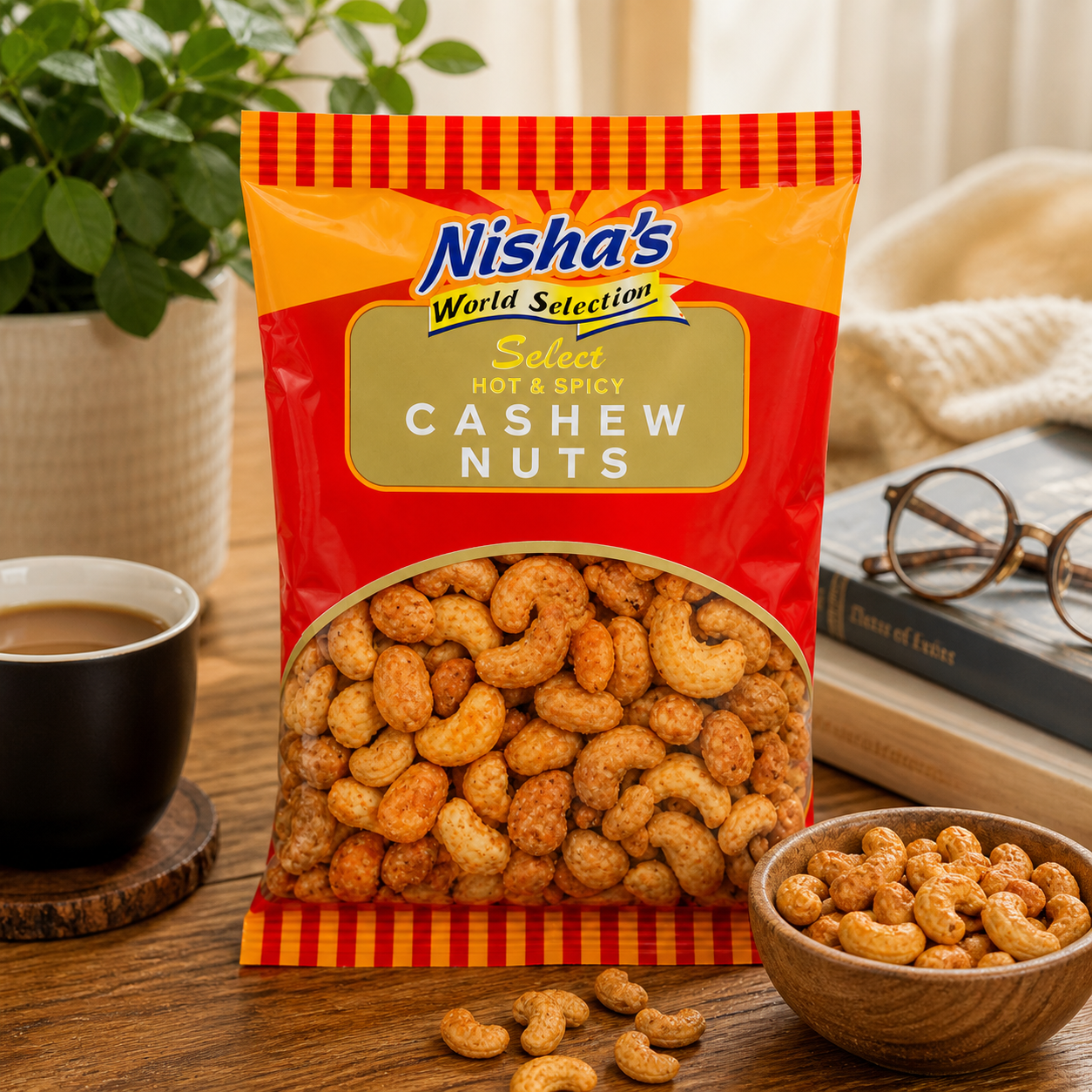 Nisha Snacks Hot & Spicy Cashew Nuts (10 Packs)