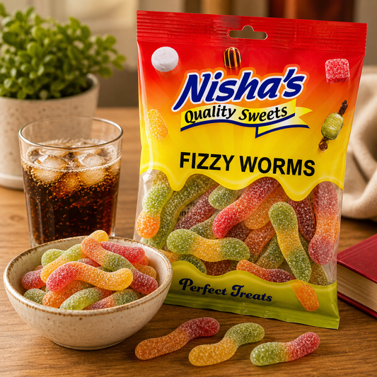 Nisha Sweets Fizzy Worms - (12 Packs)