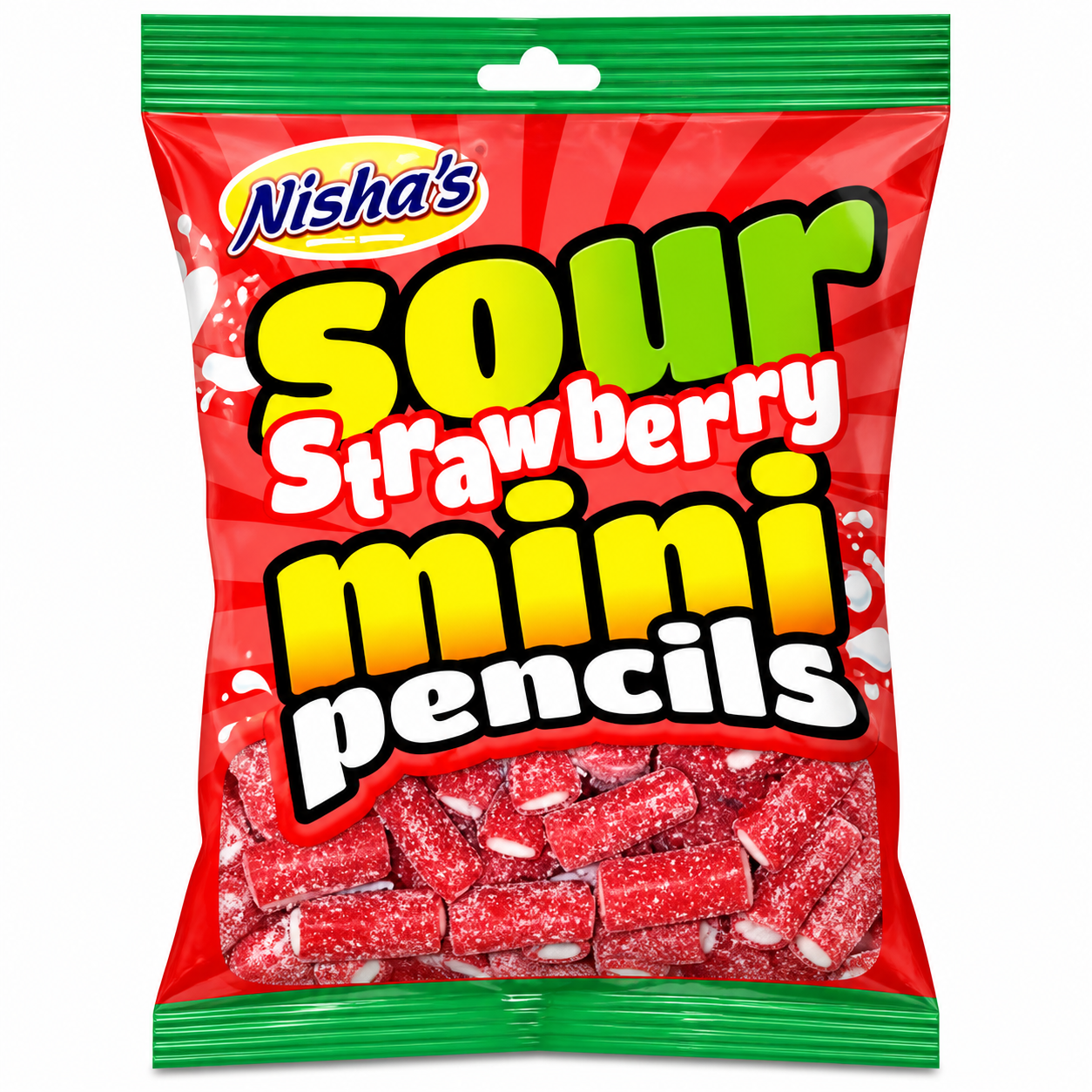 Nisha Sweets Sour Strawberry Mini Pencils - (12 Packs)
